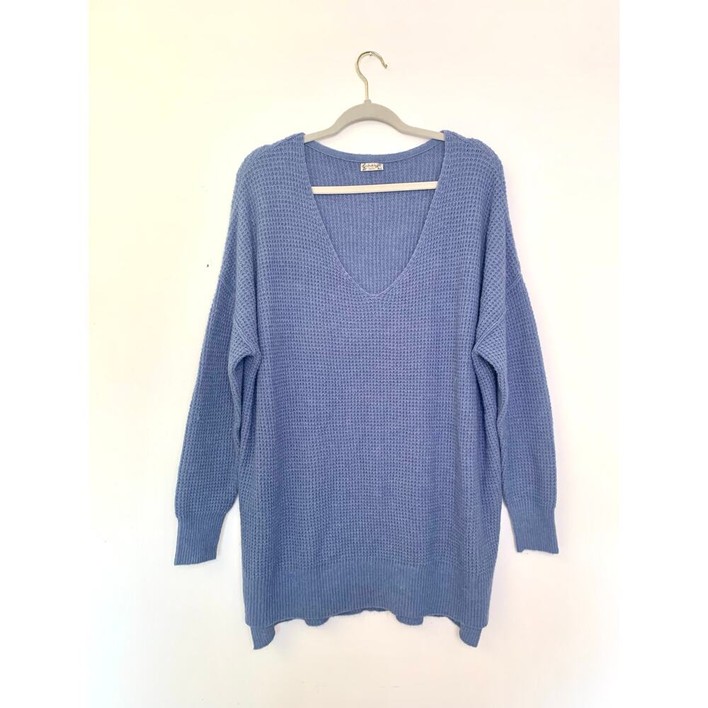 Intimately Free People Waffle Knit Oversized V-Neck Pullover Sweater XS/S Lounge